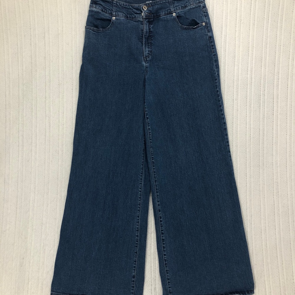 INC International Concepts Womens Wide Leg High Rise Dark Wash Jeans 16/33